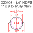 60 Tooth GT2 Timing Belt Pully Shim Dimensions