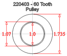 60 Tooth GT2 Timing Belt Pully Dimensions