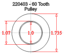 60 Tooth GT2 Timing Belt Pully Dimensions