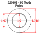 60 Tooth GT2 Timing Belt Pully Dimensions