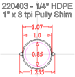 60 Tooth GT2 Timing Belt Pully Shim Dimensions