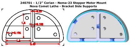 1/2" Corian Stepper Motor Mount